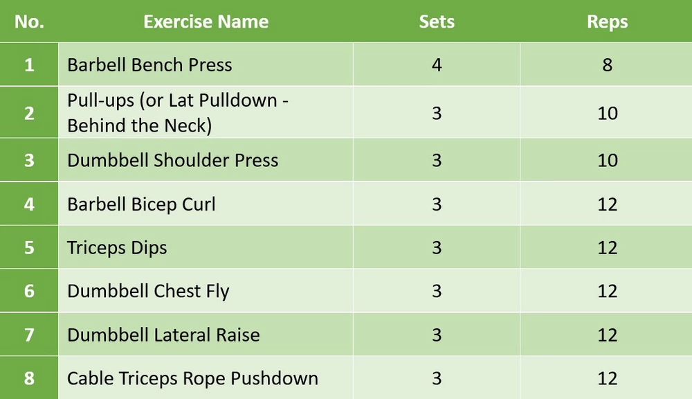 strength training plan beginners Upper body workout